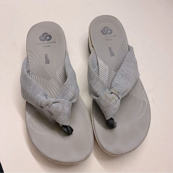 Clarks cloudsteppers comfort slip on flip flop sandals gray size 6 - Picture 1 of 5
